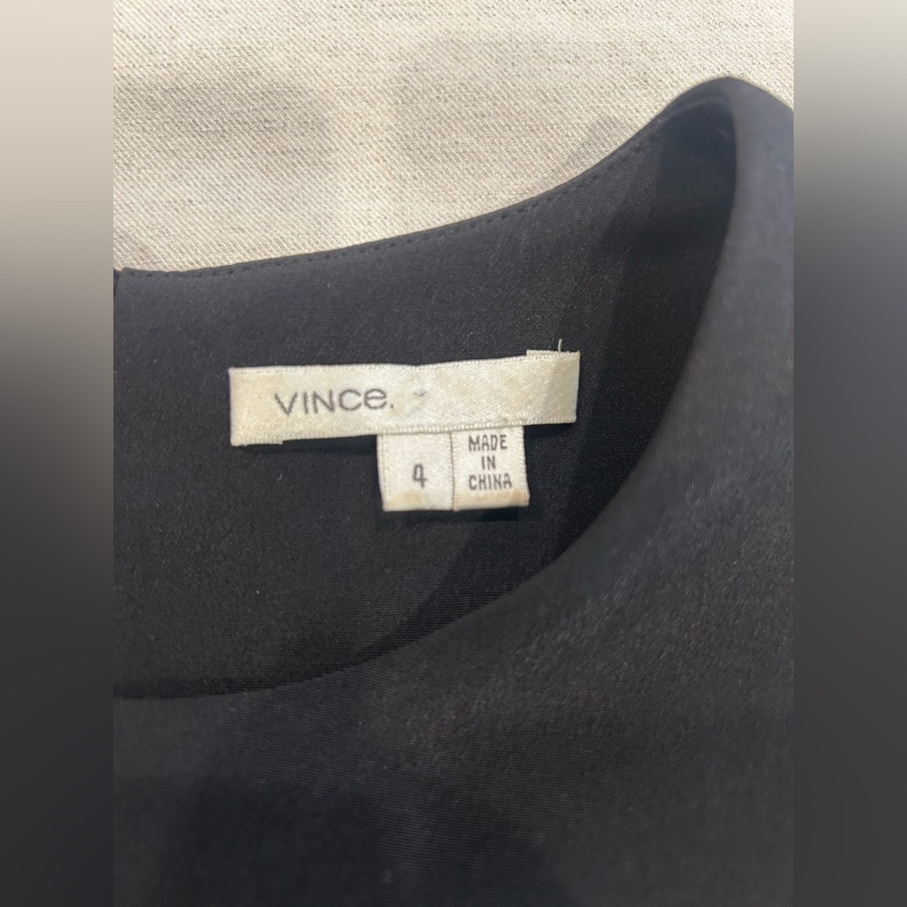 VINCE - Black 100% Silk Sheath Button Down Back Sleeveless Dress Size 4 - Picture 6 of 9